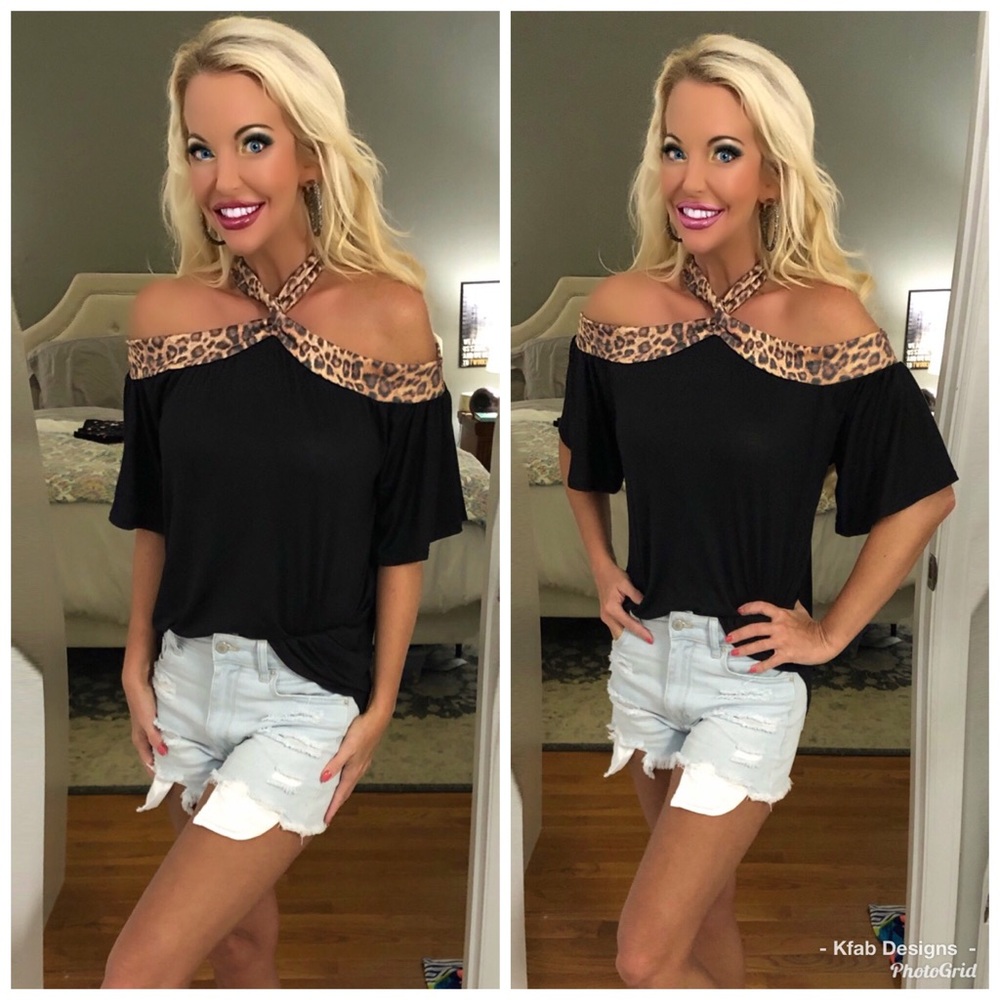 ❤️LAST 1! Leopard Flutter Overlap Neck Top! - Picture 6 of 6